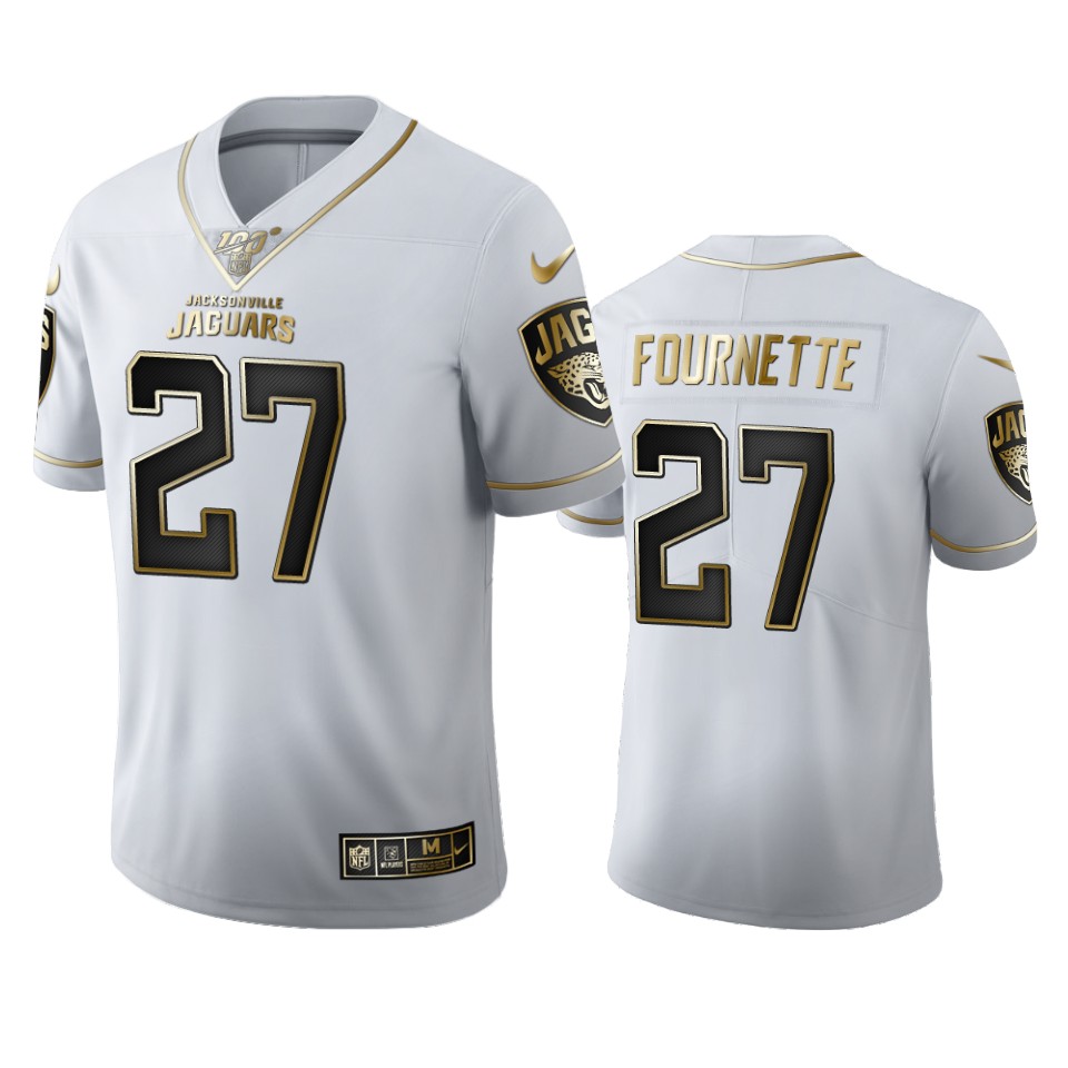 Men Nike Jacksonville Jaguars #27 Leonard Fournette   White Golden Edition Vapor Limited NFL 100 Jersey